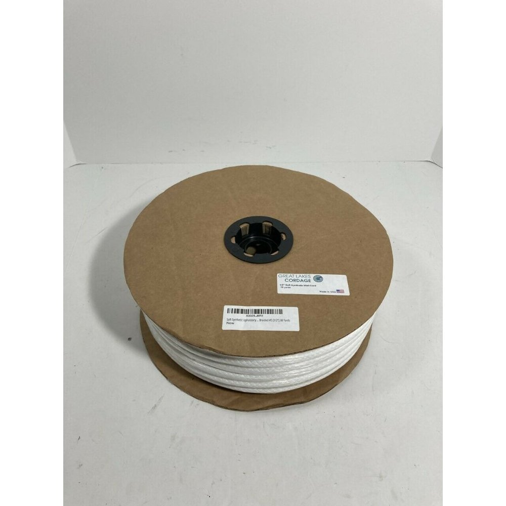New Great Lakes Cordage 1/2” Soft Synthetic Upholstery Welt Cord Braided #5 38 Y